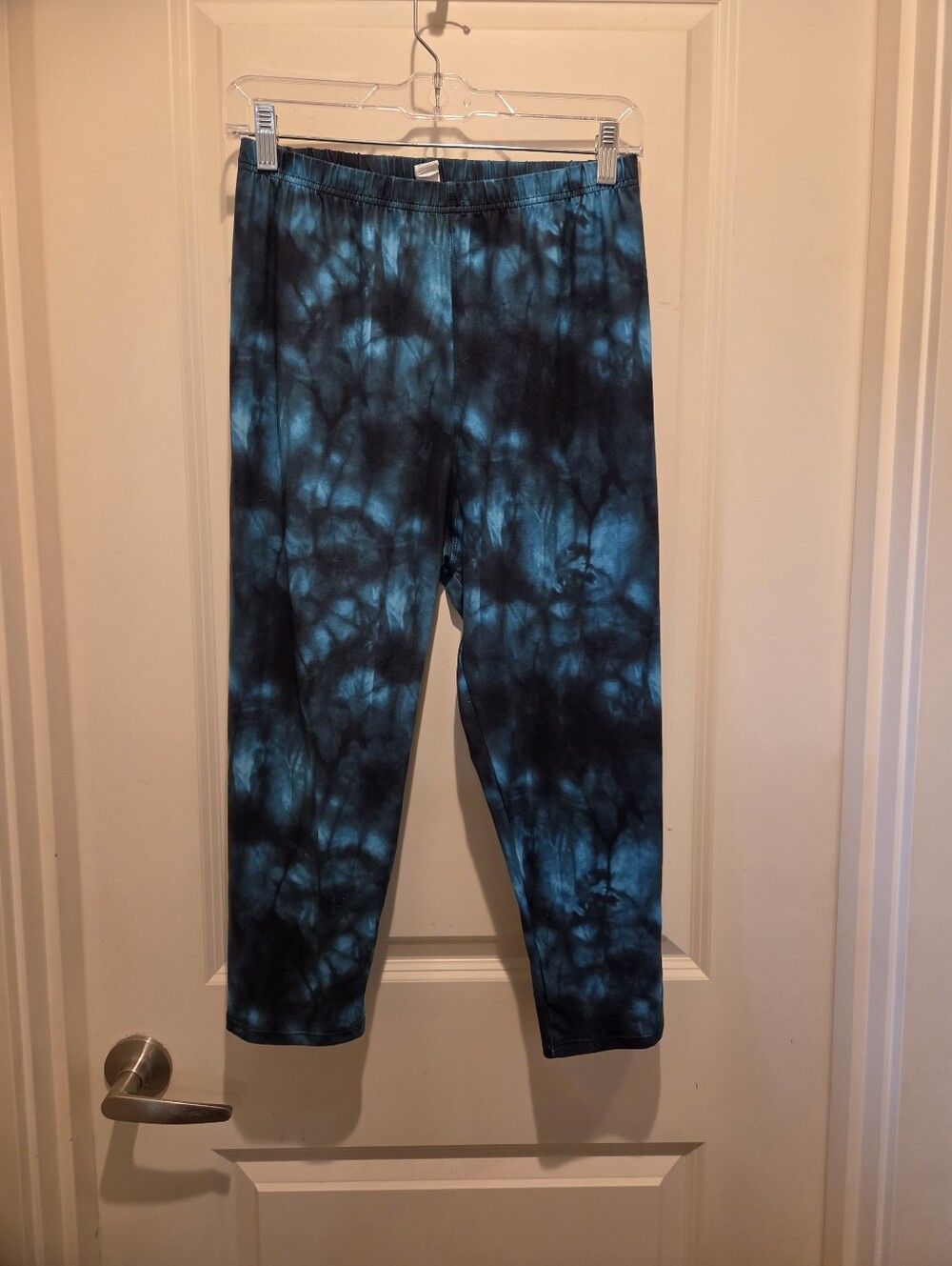 Viv Collection Women's Blue Tie-Dye Leggings with Elastic Waist